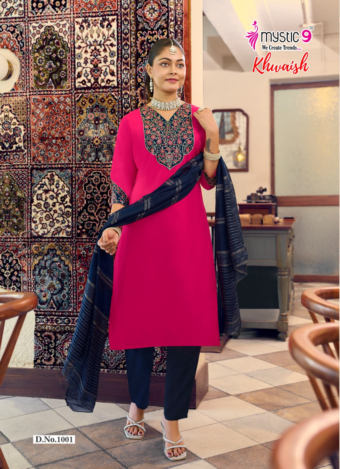 Khwaish Vol 1 Mystic 9 Roman Silk Readymade Pant Style Suits Wholesaler Gujarat