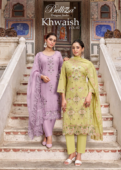 Khwaish Vol 2 Belliza Designer Studio Cotton Karachi Salwar Suits Supplier Ahmedabad