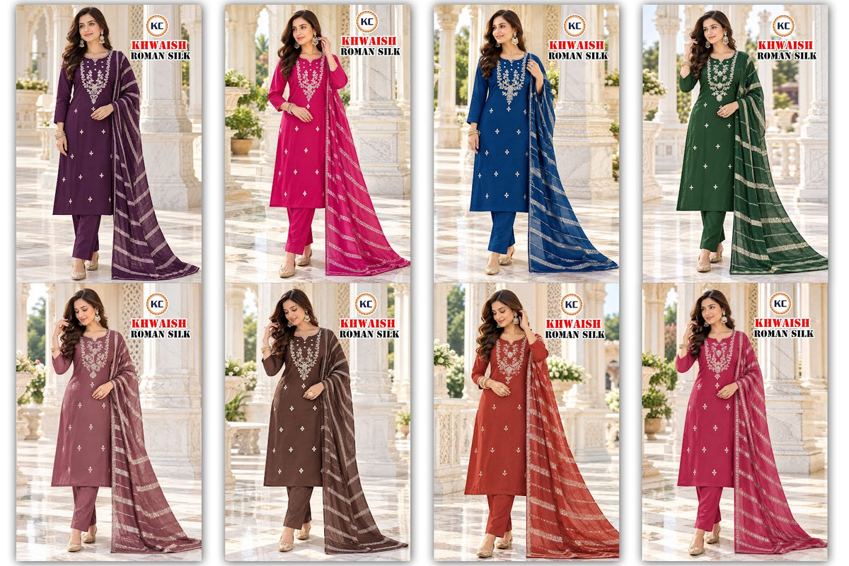Khwaish Vol 2 Kc Roman Silk Readymade Pant Style Suits Exporter Gujarat