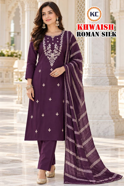 Khwaish Vol 2 Kc Roman Silk Readymade Pant Style Suits Exporter Gujarat