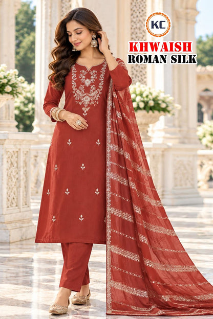Khwaish Vol 2 Kc Roman Silk Readymade Pant Style Suits Exporter Gujarat
