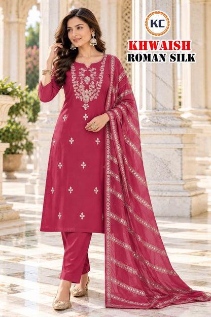 Khwaish Vol 2 Kc Roman Silk Readymade Pant Style Suits Exporter Gujarat
