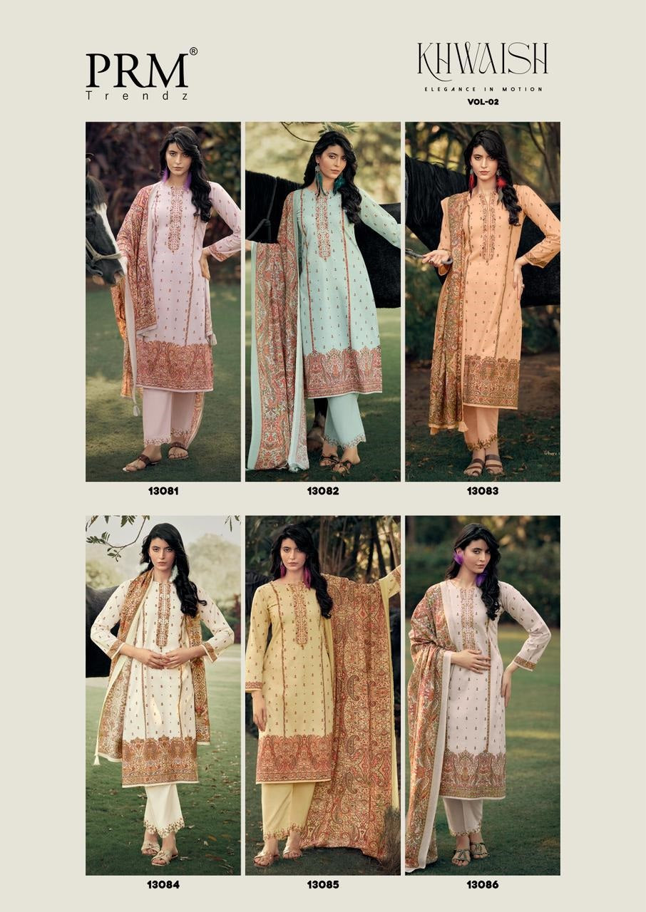 Khwaish Vol 2 Prm Trendz Lawn Cotton Pant Style Suits Wholesaler Gujarat