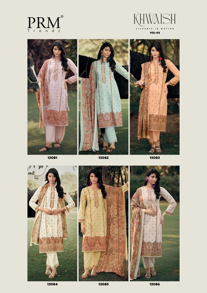 Khwaish Vol 2 Prm Trendz Lawn Cotton Pant Style Suits Wholesaler Gujarat