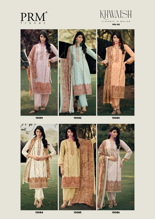 Khwaish Vol 2 Prm Trendz Lawn Cotton Pant Style Suits Wholesaler Gujarat