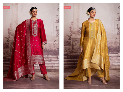 Khwali Naariti Silk Jacquard Pant Style Suits Wholesale