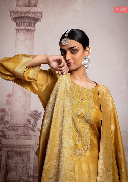 Khwali Naariti Silk Jacquard Pant Style Suits Wholesale