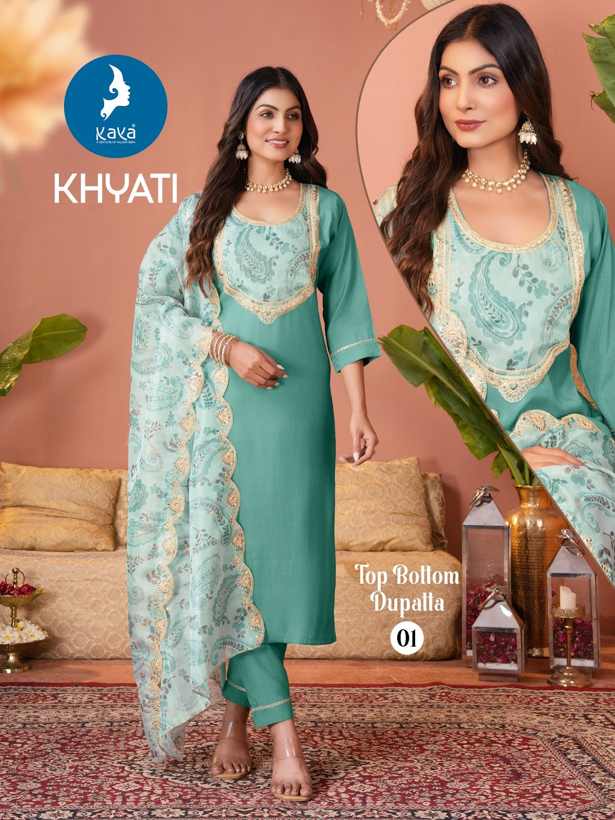 Khyati Kaya Shimmer Readymade Pant Style Suits Wholesale Rate