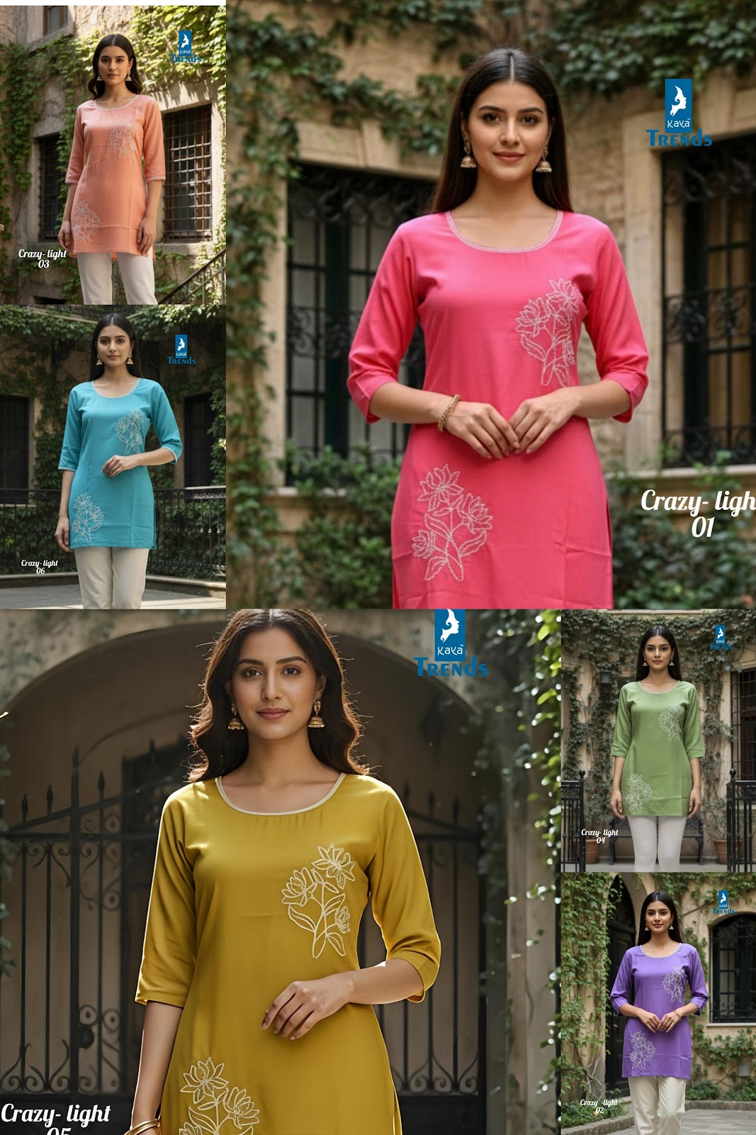 Kia-Crazy Light Kaya Trends Rayon Short Kurtis Exporter