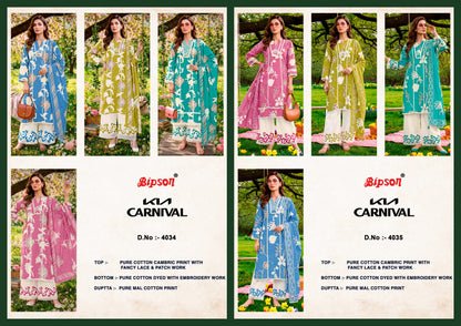 Kia Carnival 4034-4035 Bipson Prints Cotton Cambric Plazzo Style Suits Manufacturer