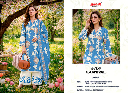 Kia Carnival 4034-4035 Bipson Prints Cotton Cambric Plazzo Style Suits Manufacturer