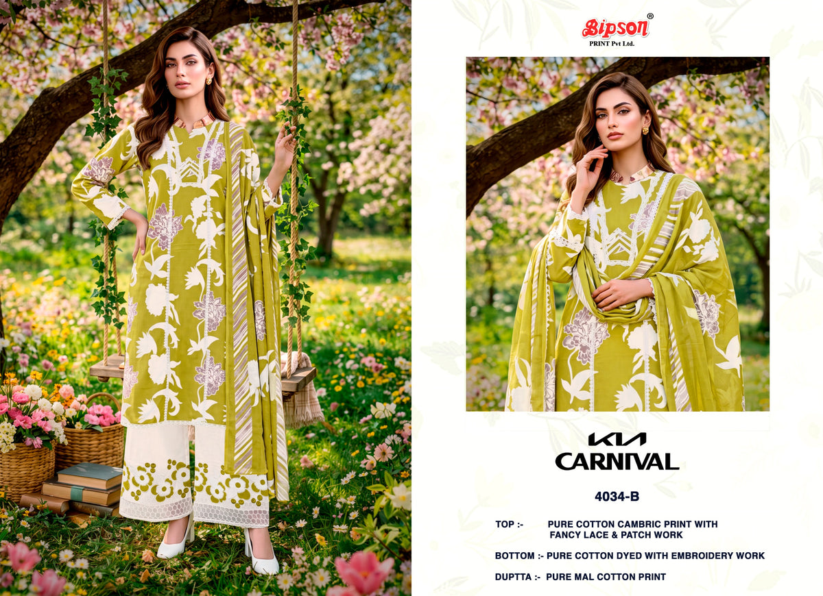 Kia Carnival 4034-4035 Bipson Prints Cotton Cambric Plazzo Style Suits Manufacturer