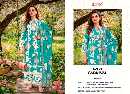 Kia Carnival 4034-4035 Bipson Prints Cotton Cambric Plazzo Style Suits Manufacturer