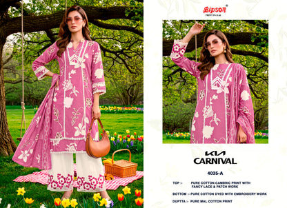 Kia Carnival 4034-4035 Bipson Prints Cotton Cambric Plazzo Style Suits Manufacturer