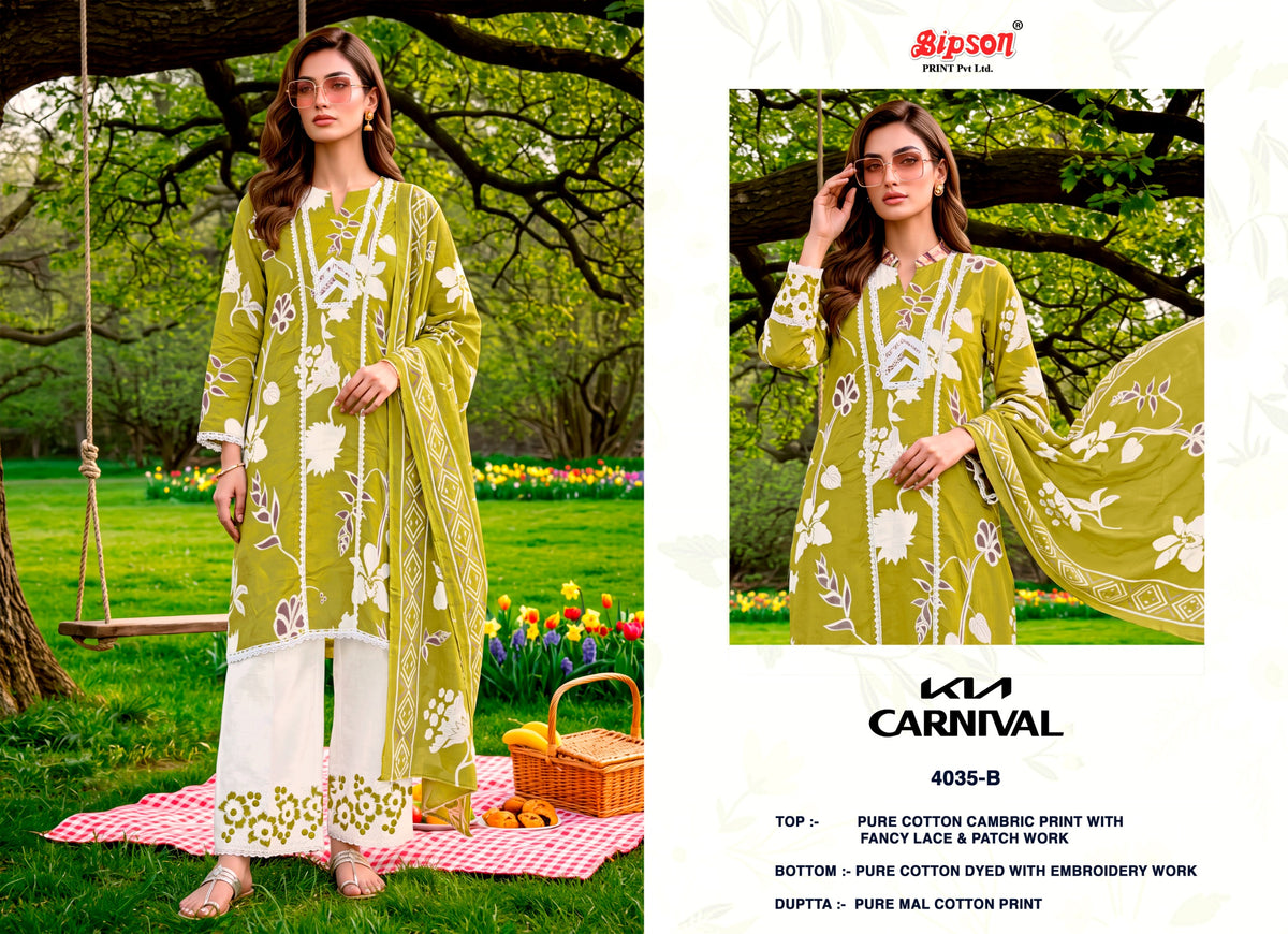 Kia Carnival 4034-4035 Bipson Prints Cotton Cambric Plazzo Style Suits Manufacturer