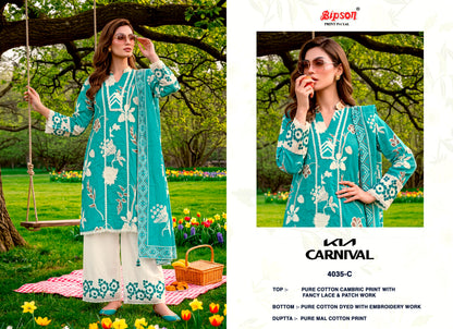 Kia Carnival 4034-4035 Bipson Prints Cotton Cambric Plazzo Style Suits Manufacturer