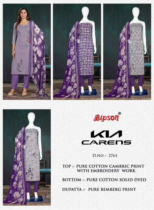 Kia Carens 2761 Bipson Prints Cambric Cotton Pant Style Suits Wholesale Rate