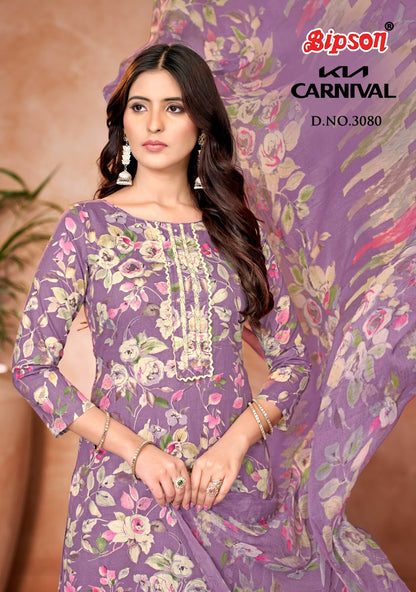Kia Carnival 3080 Bipson Prints Pure Cotton Pant Style Suits Wholesale Rate