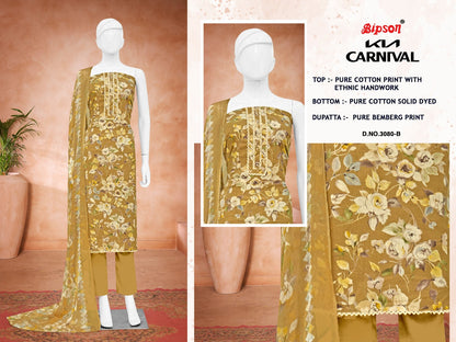 Kia Carnival 3080 Bipson Prints Pure Cotton Pant Style Suits Wholesale Rate