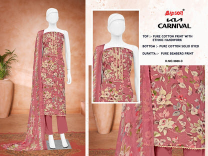 Kia Carnival 3080 Bipson Prints Pure Cotton Pant Style Suits Wholesale Rate