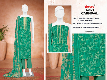 Kia Carnival 3081 Bipson Prints Pure Cotton Pant Style Suits Wholesaler