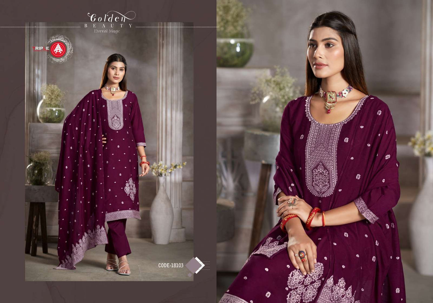 Kia Dark Triple Aaa Muslin Pant Style Suits Wholesale