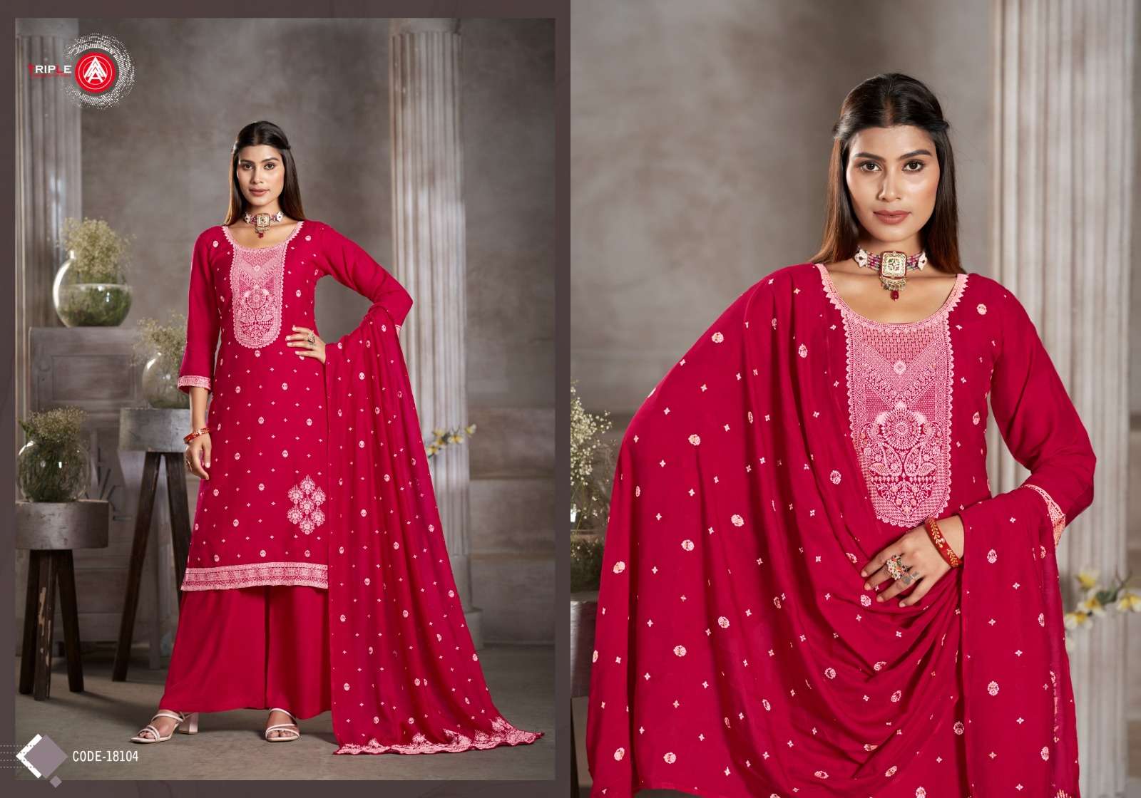 Kia Dark Triple Aaa Muslin Pant Style Suits Wholesale