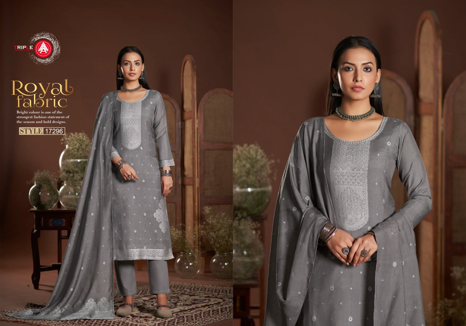 Kia Light Triple Aaa Muslin Jacquard Pant Style Suits Wholesale Rate