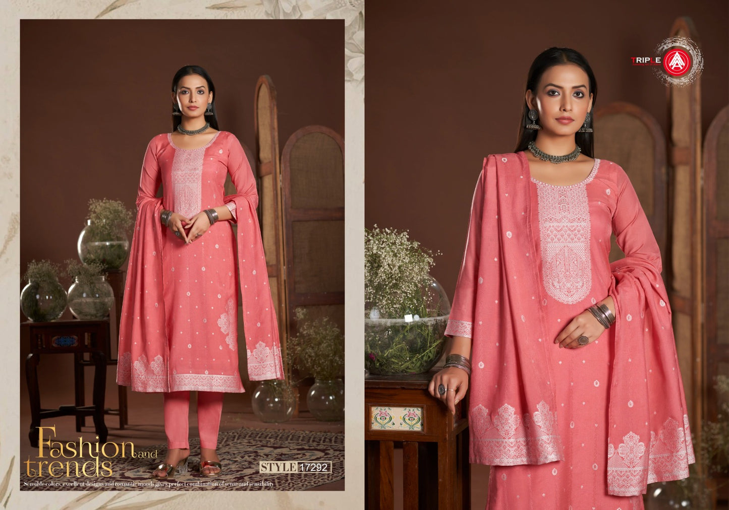 Kia Light Triple Aaa Muslin Jacquard Pant Style Suits Wholesale Rate