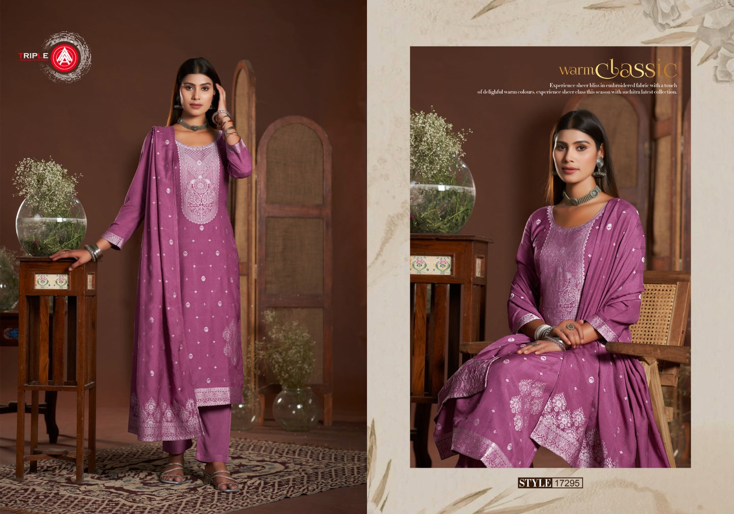 Kia Light Triple Aaa Muslin Jacquard Pant Style Suits Wholesale Rate