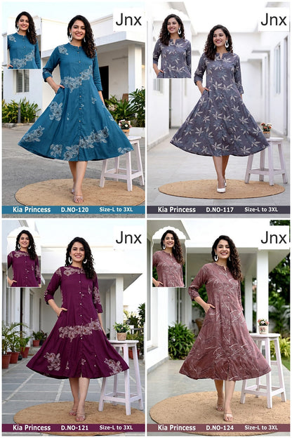 Kia Princess 0409 Jnx Rayon Kurti With Pocket Supplier Ahmedabad