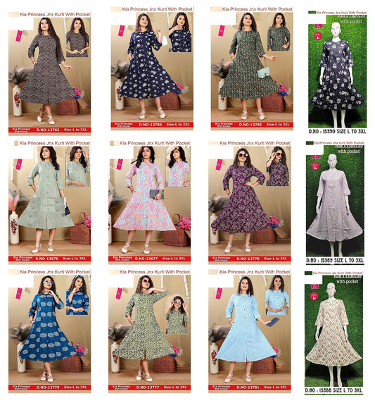 Kia Princess Jnx Rayon Kurti With Pocket Wholesale Rate