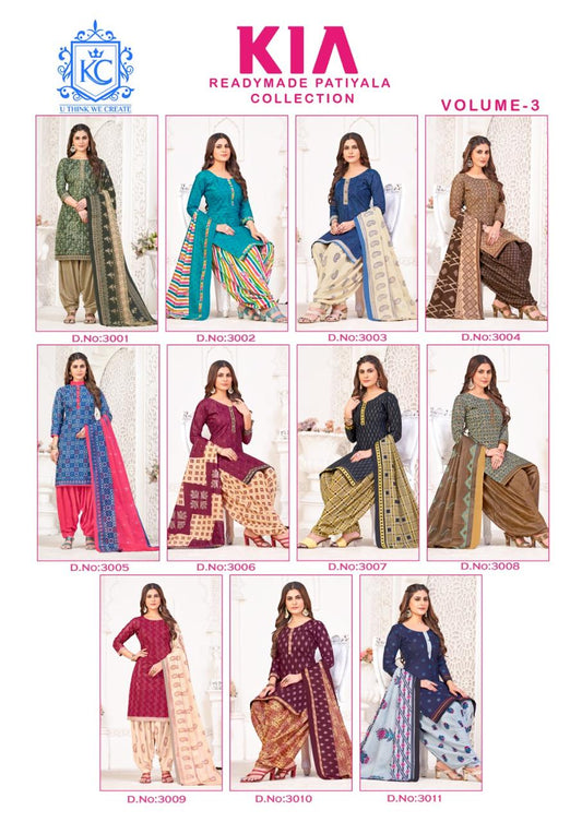 Kia Vol 3 Kcf Readymade Cotton Patiyala Suits Manufacturer