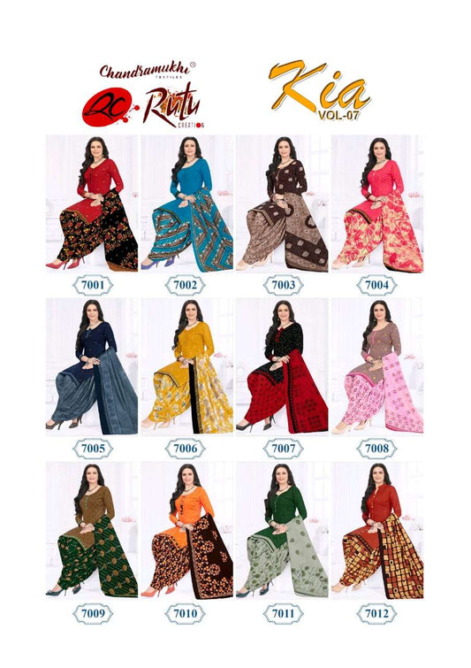 Kia Vol 7 Rutu Creation Cotton Patiyala Style Suits Manufacturer Ahmedabad