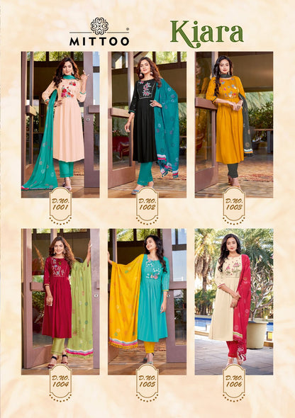 Kiara Mittoo Rayon Weaving Readymade Pant Style Suits Wholesaler