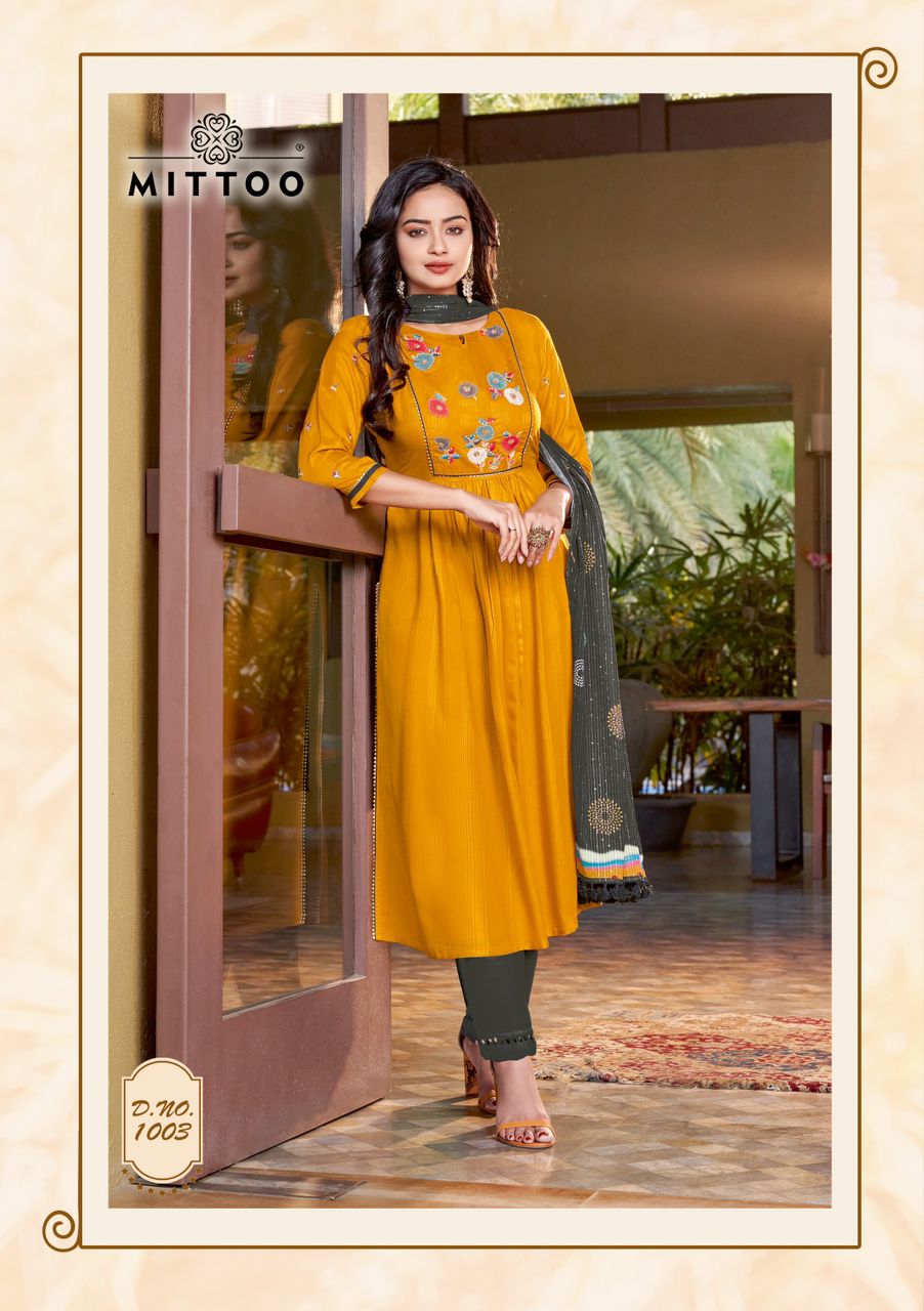 Kiara Mittoo Rayon Weaving Readymade Pant Style Suits Wholesaler