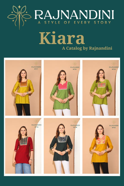 Kiara Rajnandini Roman Silk Short Kurtis Supplier Ahmedabad