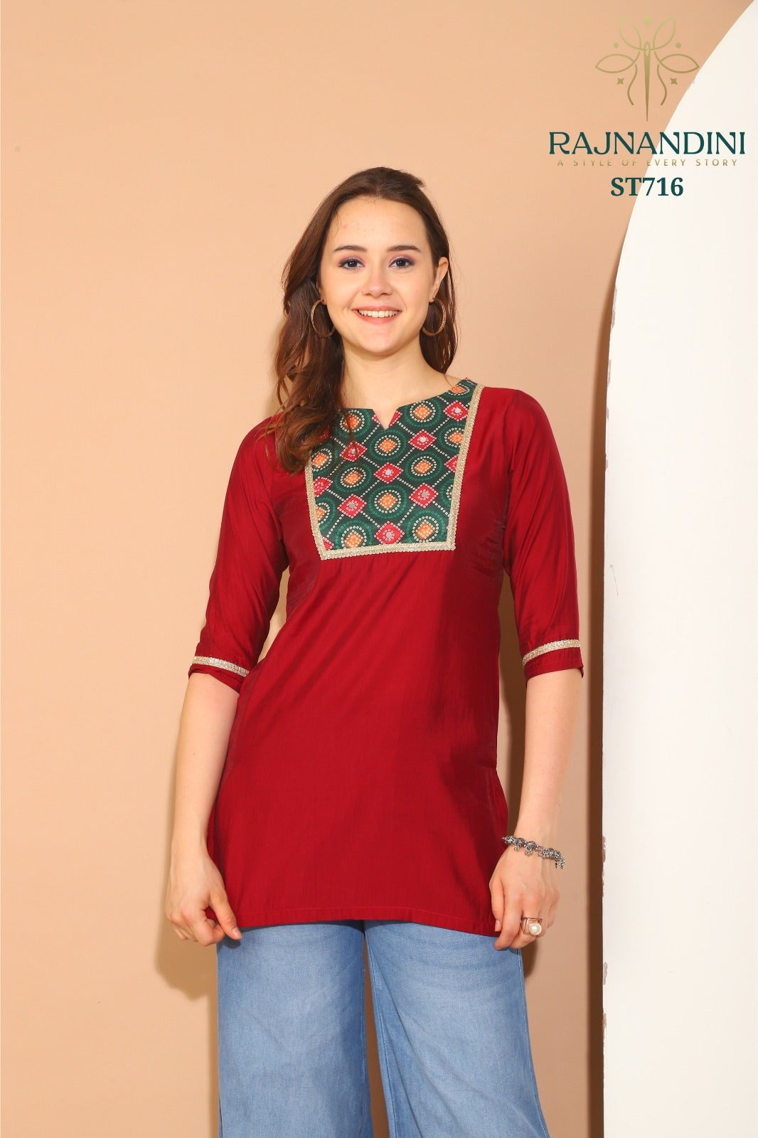 Kiara Rajnandini Roman Silk Short Kurtis Supplier Ahmedabad