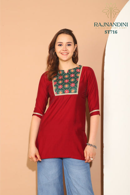 Kiara Rajnandini Roman Silk Short Kurtis Supplier Ahmedabad