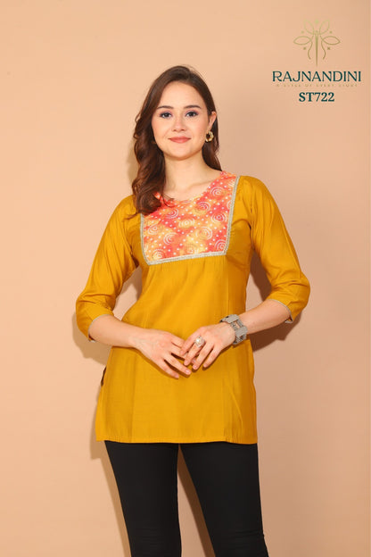 Kiara Rajnandini Roman Silk Short Kurtis Supplier Ahmedabad