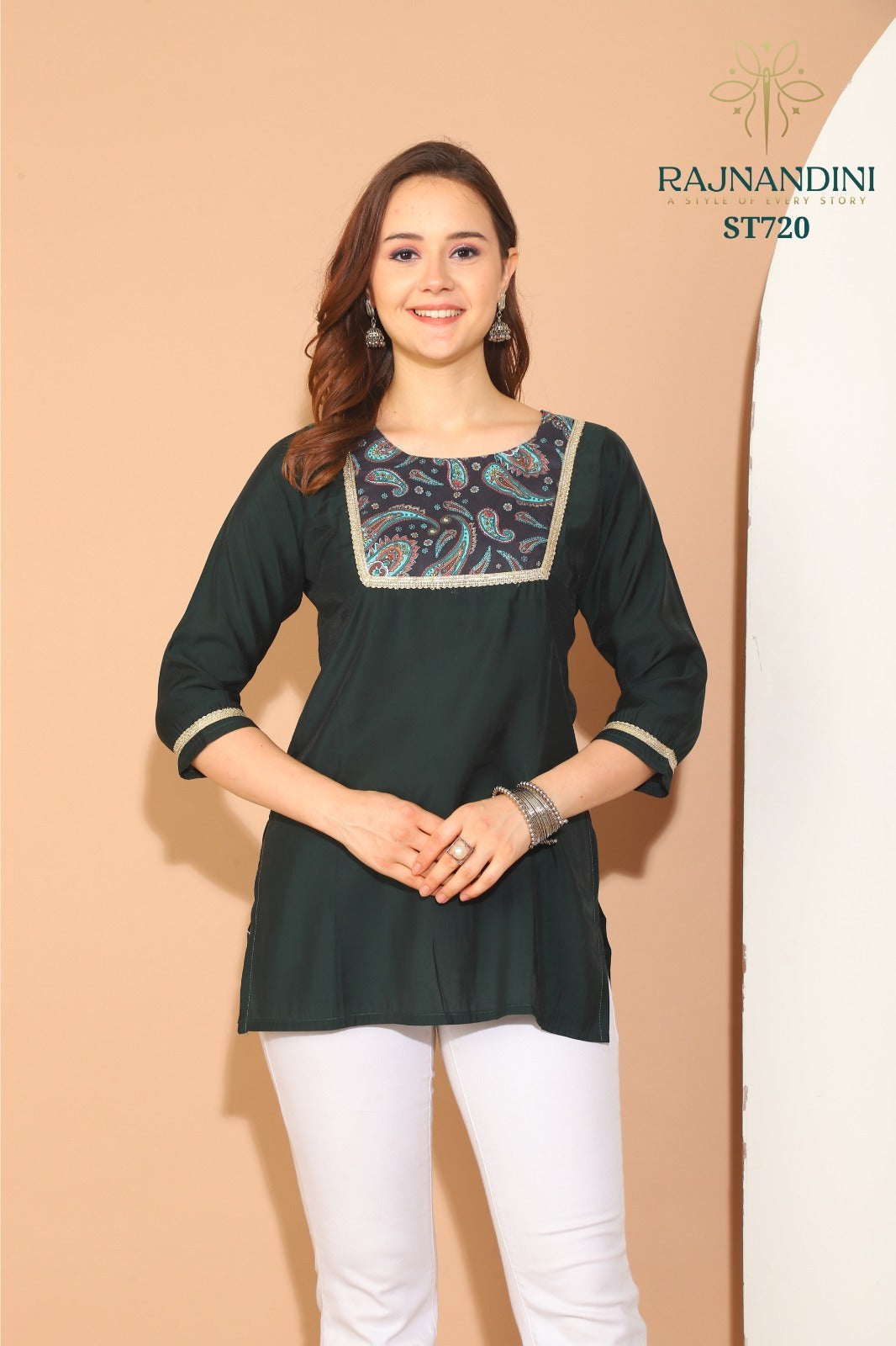 Kiara Rajnandini Roman Silk Short Kurtis Supplier Ahmedabad