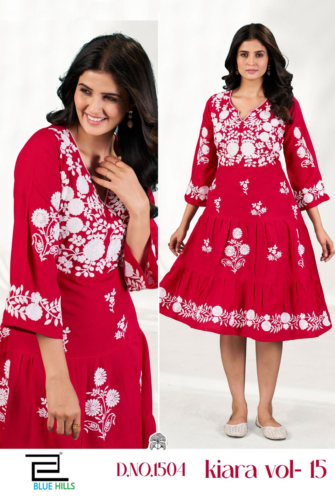 Kiara Vol 15 Blue Hills Rayon 14Kg Midi Dress Wholesaler Gujarat