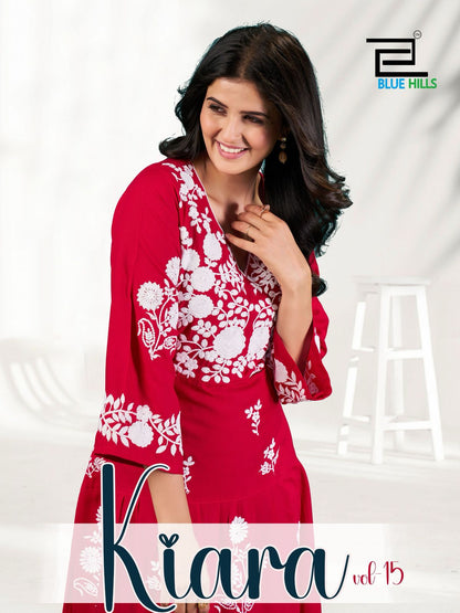 Kiara Vol 15 Blue Hills Rayon 14Kg Midi Dress Wholesaler Gujarat