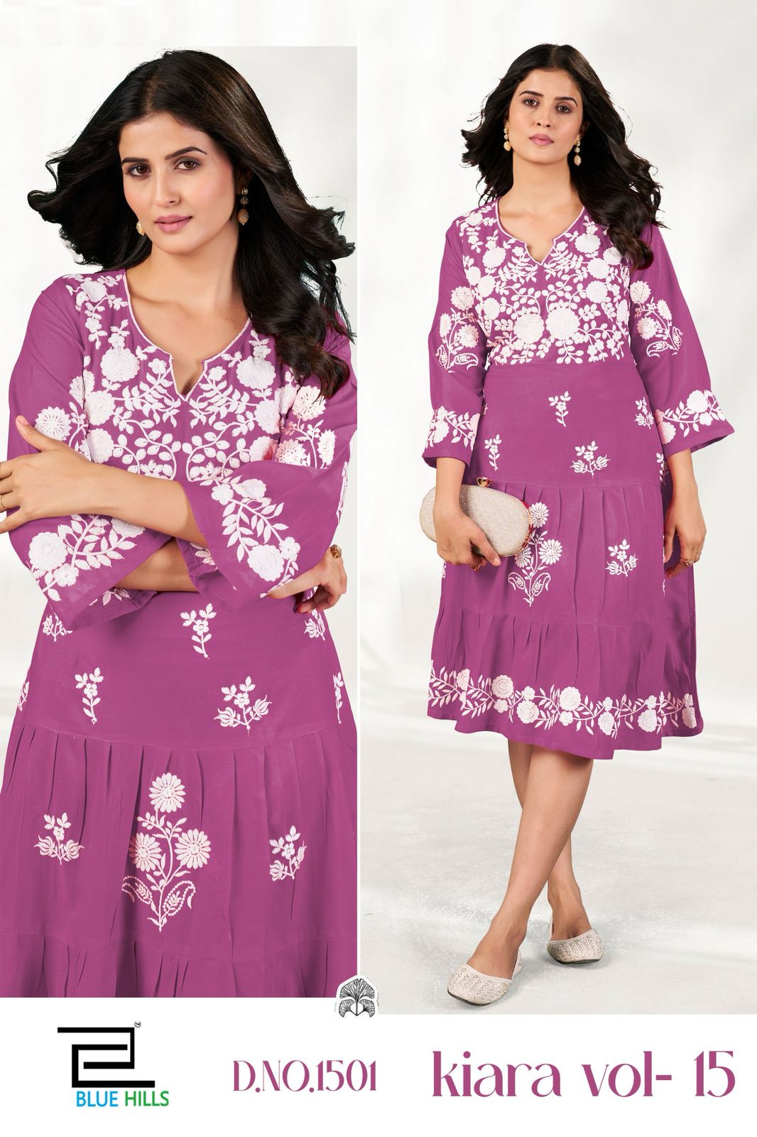 Kiara Vol 15 Blue Hills Rayon 14Kg Midi Dress Wholesaler Gujarat