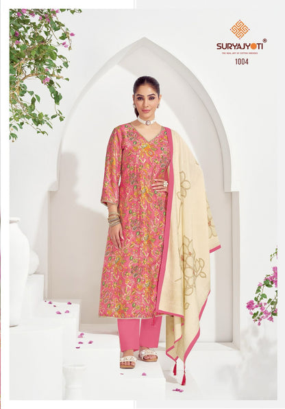 Kiara Vol 1 Suryajyoti Russian Silk Pant Style Suits Manufacturer India