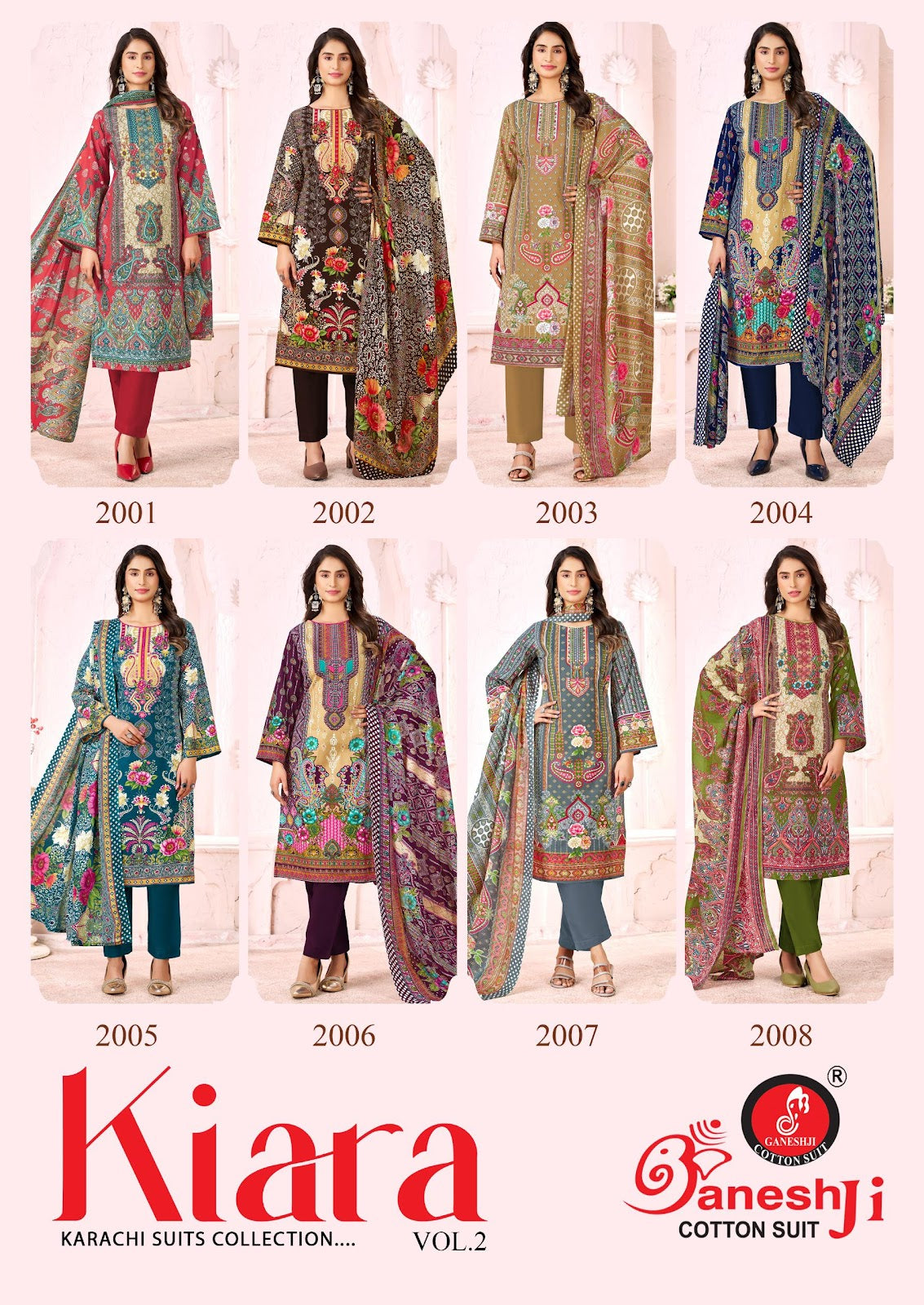 Kiara Vol 2 Ganeshji Mix Cotton Karachi Salwar Suits Exporter Ahmedabad