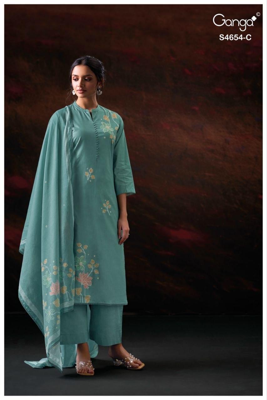 Kiarae 4654 Ganga Cotton Pant Style Suits Exporter Gujarat
