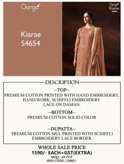 Kiarae 4654 Ganga Cotton Pant Style Suits Exporter Gujarat