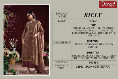 Kiely 2945 Ganga Premium Viscose Plazzo Style Suits Supplier Gujarat