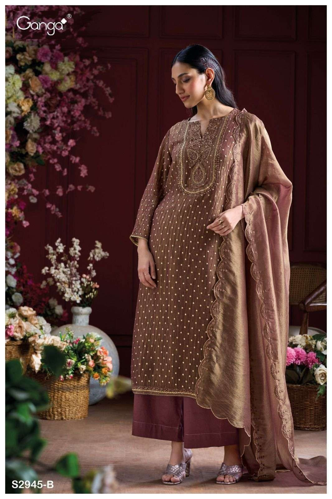 Kiely 2945 Ganga Premium Viscose Plazzo Style Suits Supplier Gujarat